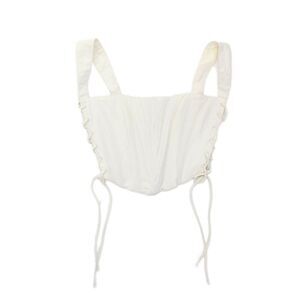 Guizio Womens Textured Cotton Square Neck Lined Corset Top White Size XS